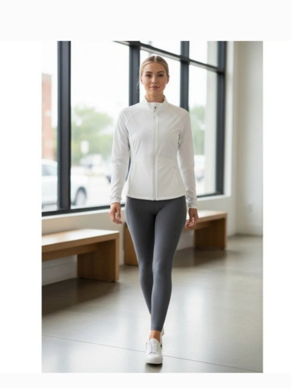 32 Degrees Cool White Lightweight Women's Zip-Front Athleisure Jacket NWOT S